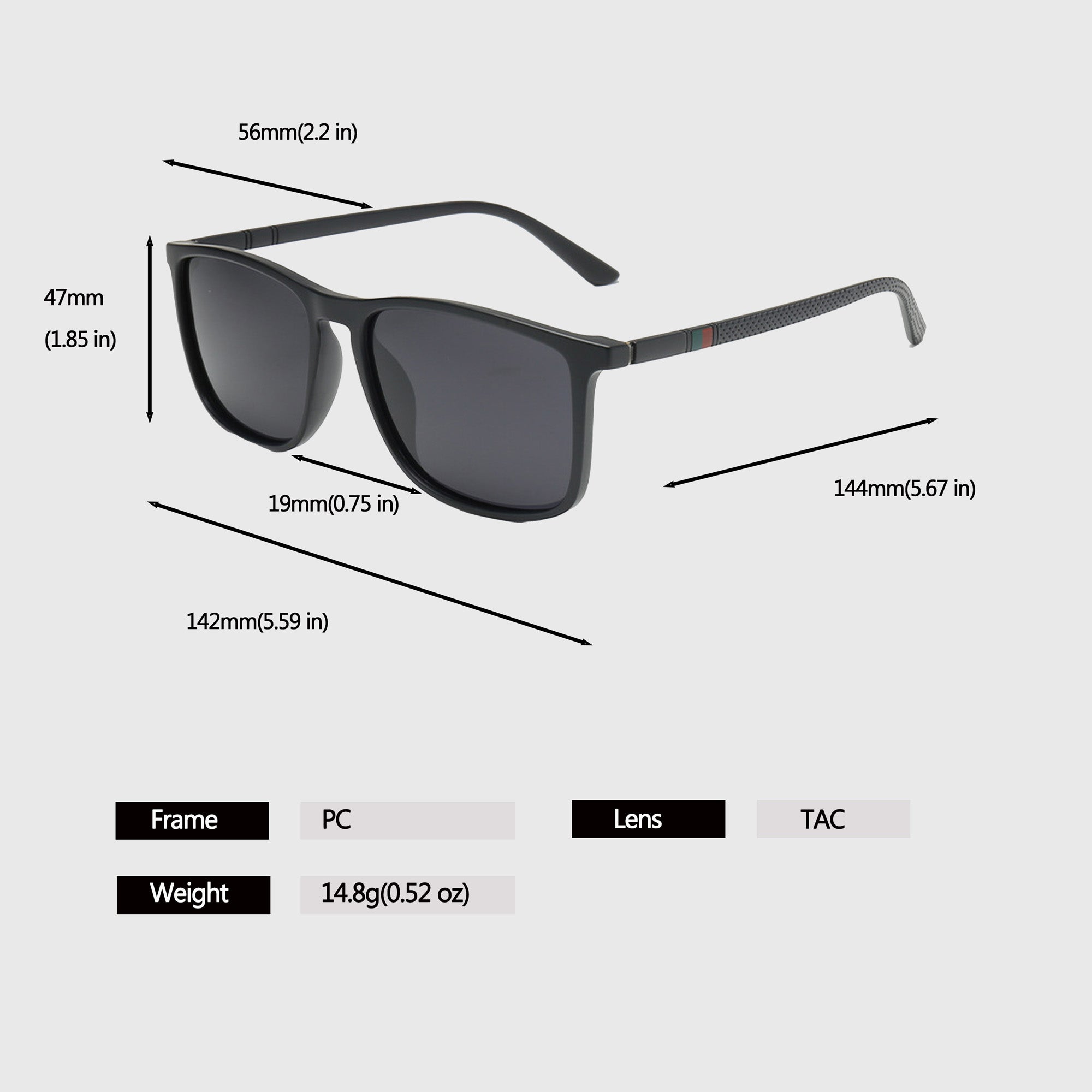 Anna-Kaci Unisex Square Polarized Lightweight UV Protection Sunglasses