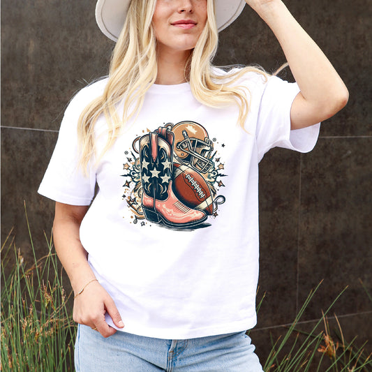 Cowboy Boots & Football Game Day Tee