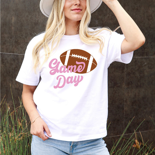 American Football Game Day Tee in Pink