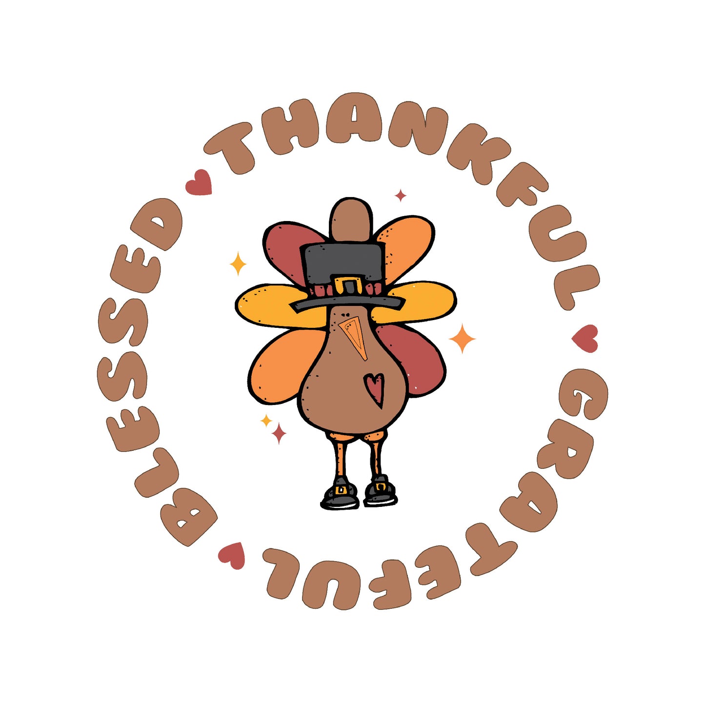 "Blessed Thankful Grateful" Turkey Tee: Thanksgiving Elegance