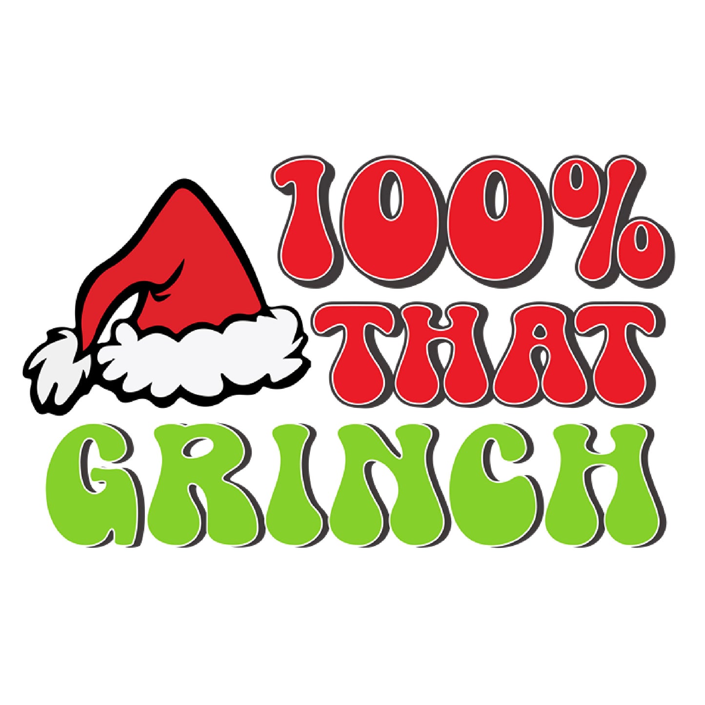 Capturing Christmas Contrasts: '100% That Grinch' Shirt with Santa Claus Hat