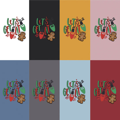 Whimsical Glow: 'Let's Get Lit' Shirt Featuring a Wacky Gingerbread Man