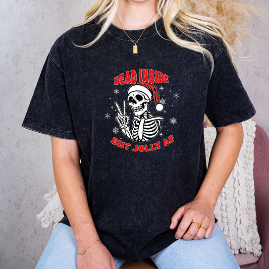 Embrace the Dash Humor: 'Dead Inside but Jolly AF' Holiday Tee