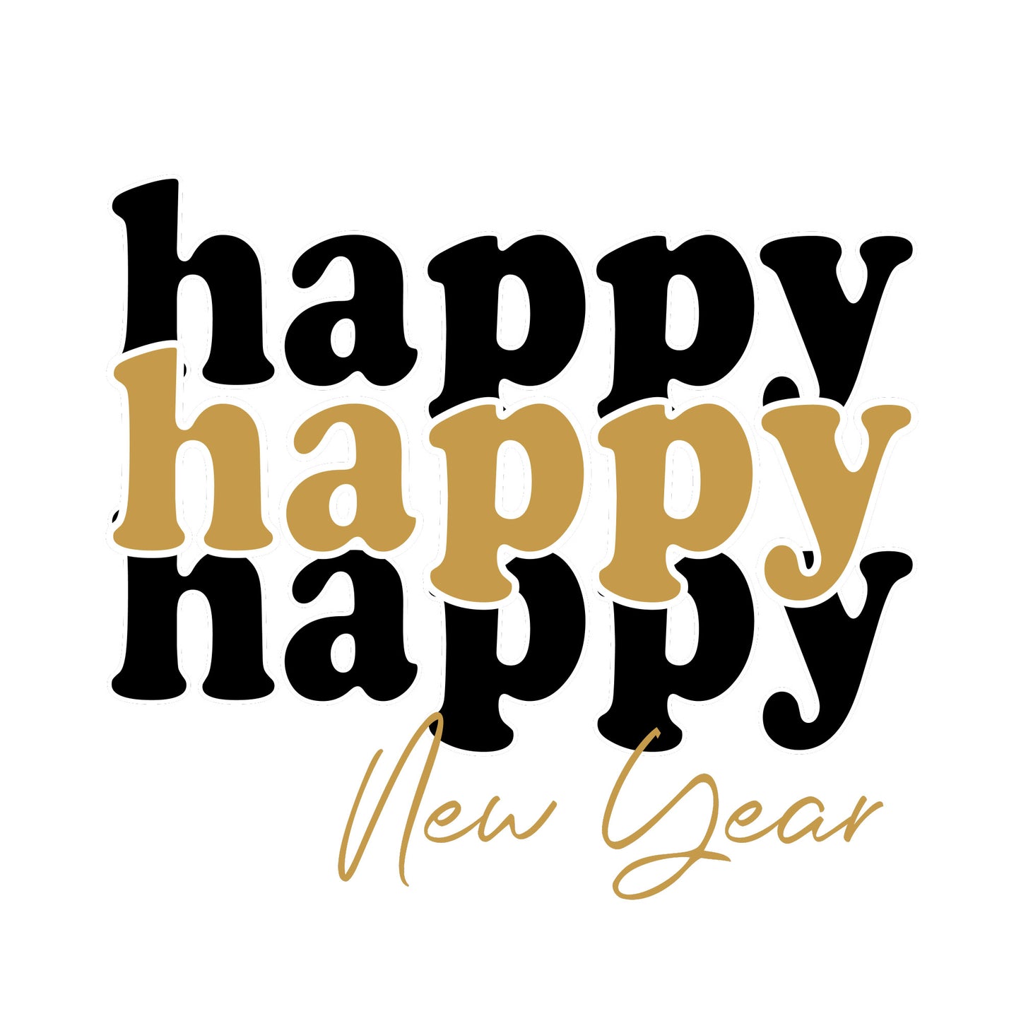 Joyful Beginnings: 'Happy Happy Happy New Year' Tee