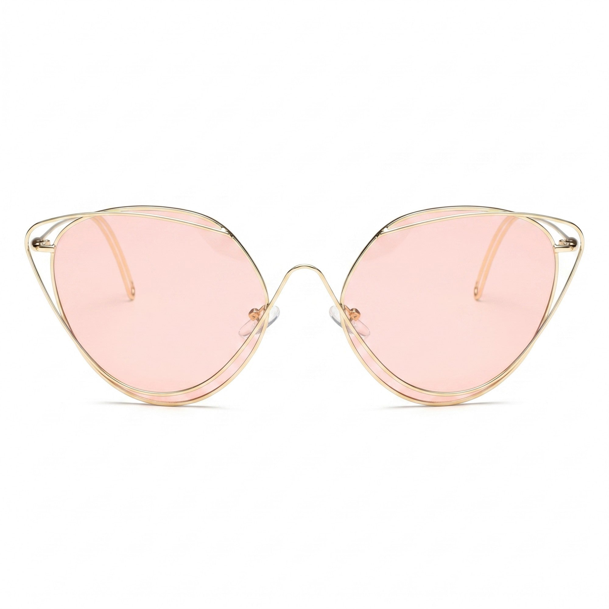 Anna-Kaci Women's Oversized Round Cat Eye Sunglasses with Fashionable Thin Metal Frame Stylish Retro Look