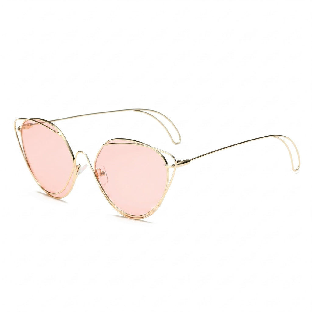 Anna-Kaci Women's Oversized Round Cat Eye Sunglasses with Fashionable Thin Metal Frame Stylish Retro Look