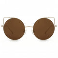 Anna-Kaci Women's Oversized Mirrored Lens Round Cat Eye Sunglasses Chic Fashion Accessory Trendy Statement Eyewear