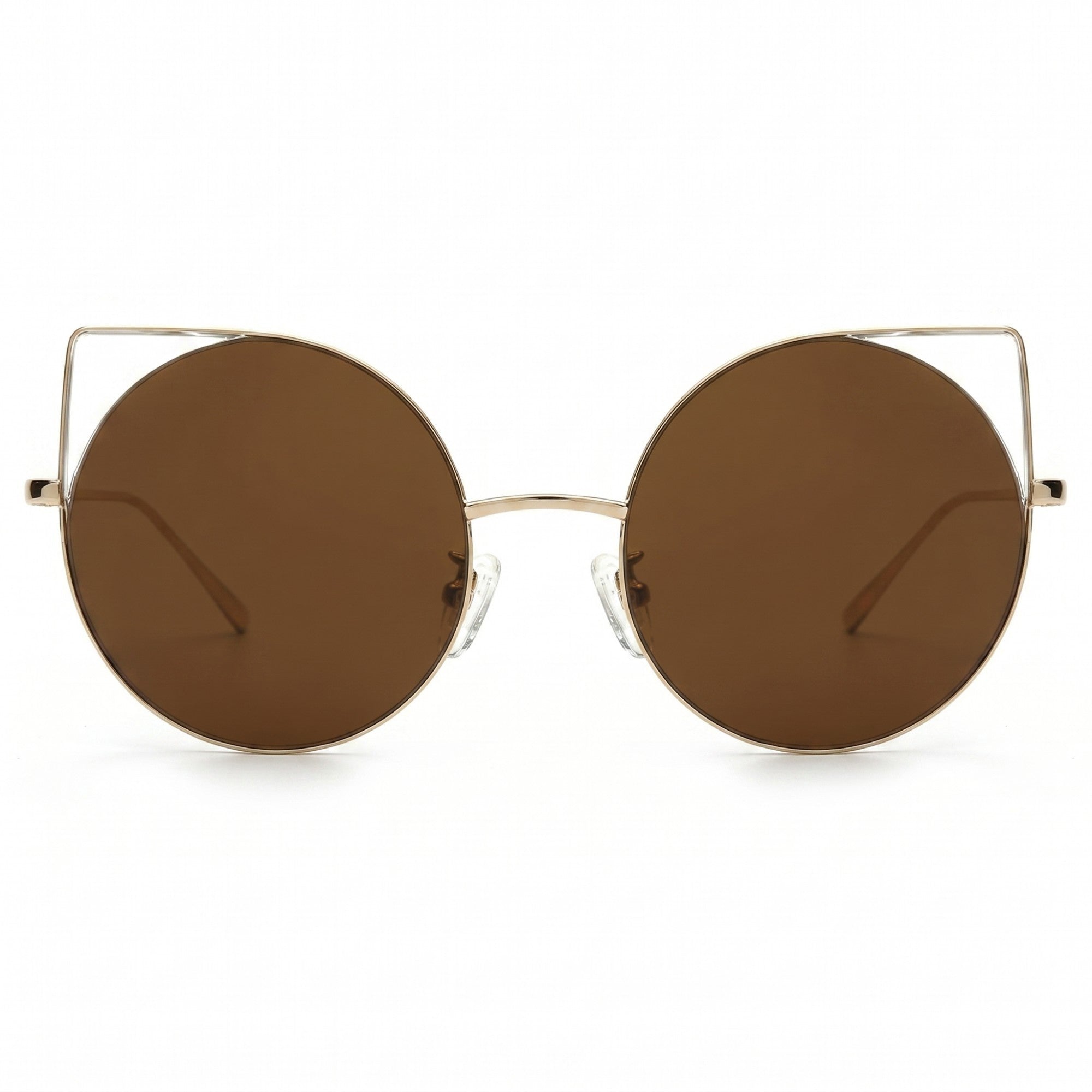 Anna-Kaci Women's Oversized Mirrored Lens Round Cat Eye Sunglasses Chic Fashion Accessory Trendy Statement Eyewear