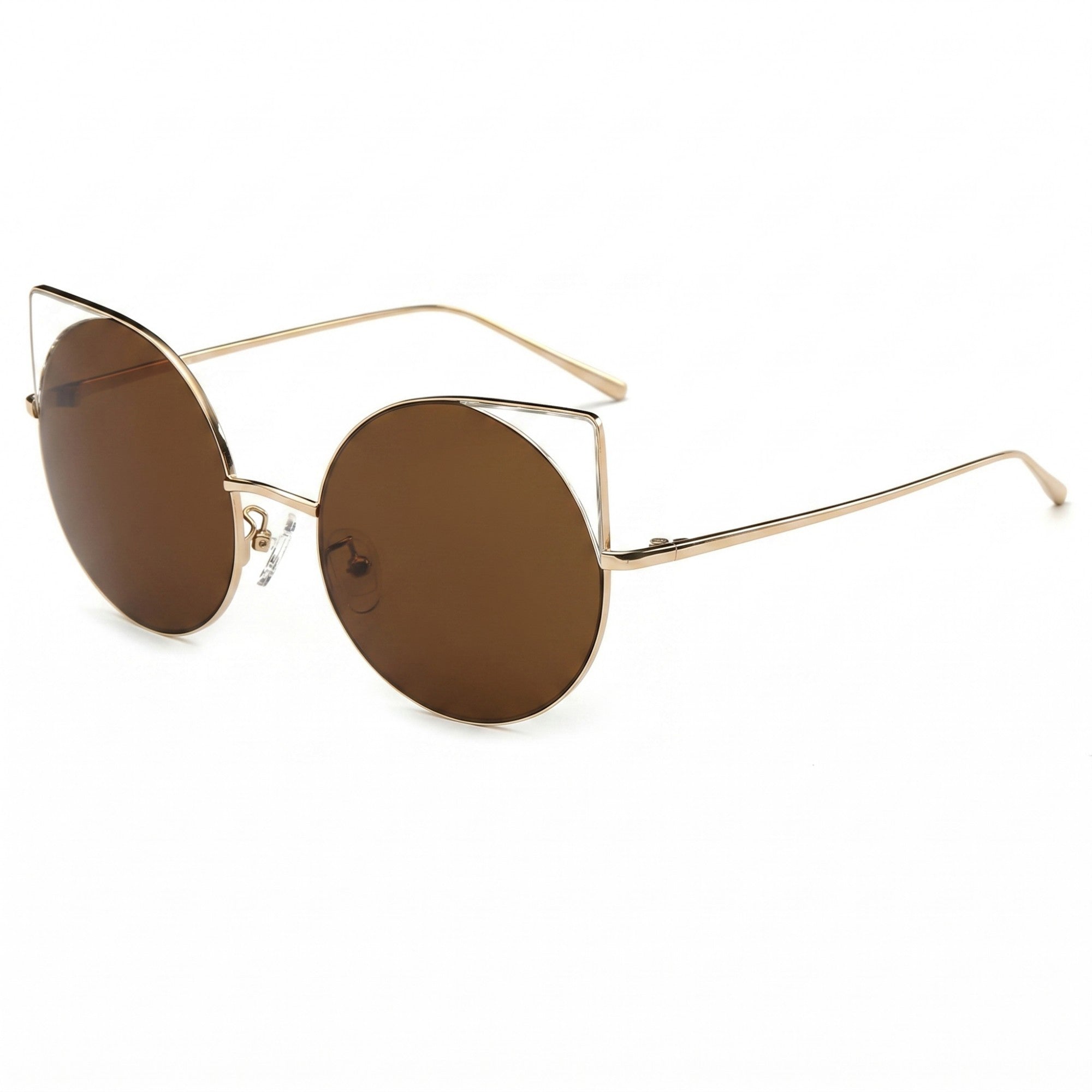 Anna-Kaci Women's Oversized Mirrored Lens Round Cat Eye Sunglasses Chic Fashion Accessory Trendy Statement Eyewear
