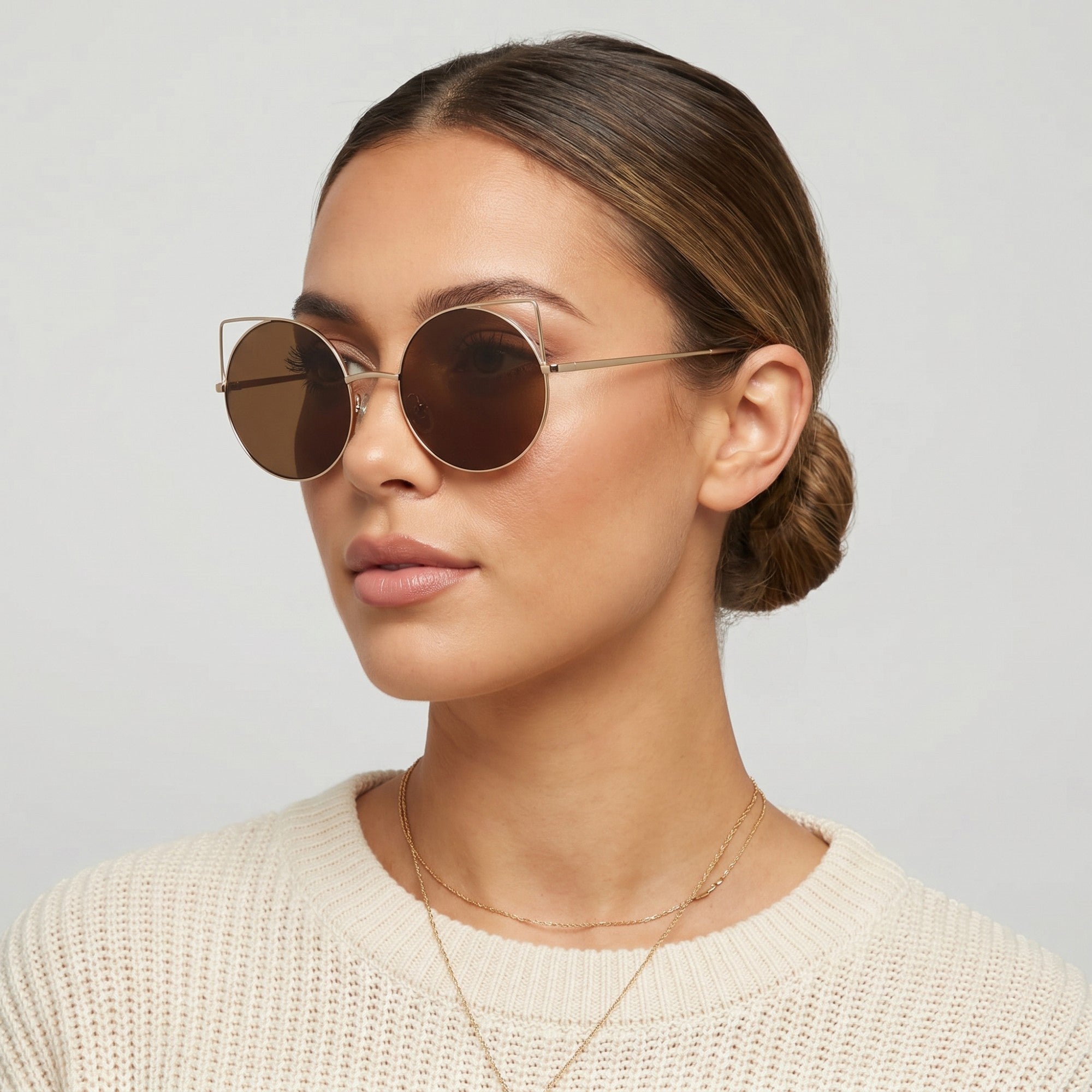 Anna-Kaci Women's Oversized Mirrored Lens Round Cat Eye Sunglasses Chic Fashion Accessory Trendy Statement Eyewear