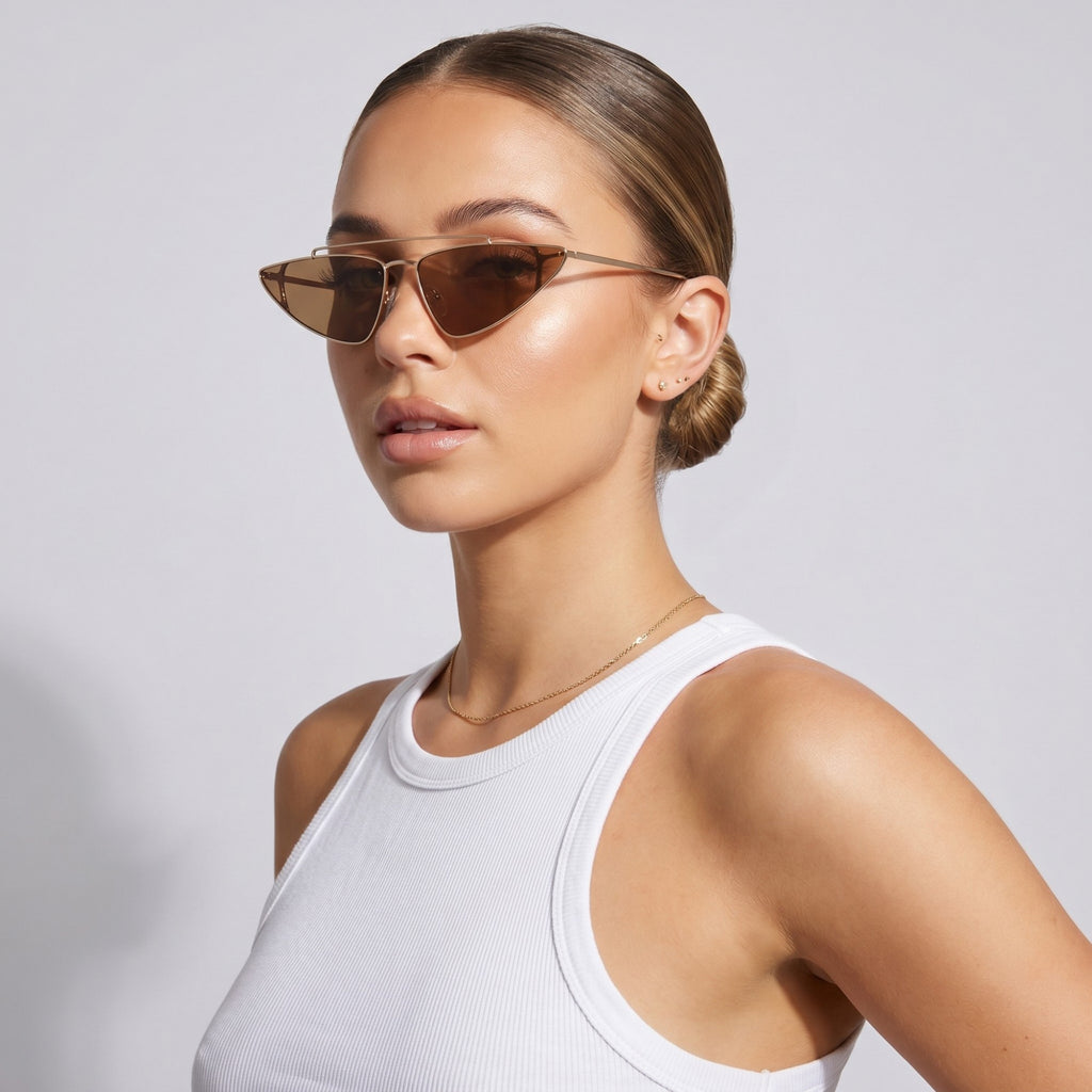 Anna-Kaci Women's Triangle Cat Eye Sunglasses Retro Oversized Geometric Frame Fashionable Designer Inspired Eyewear