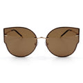 Anna-Kaci Women's Oversized Round Cat Eye Sunglasses with Gradient Brown Lenses and Fashionable Metal Accents