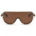 Anna-Kaci Women's Oversized Square Half Frame Sunglasses with Pearl Accent Design for Fashion-Forward Look
