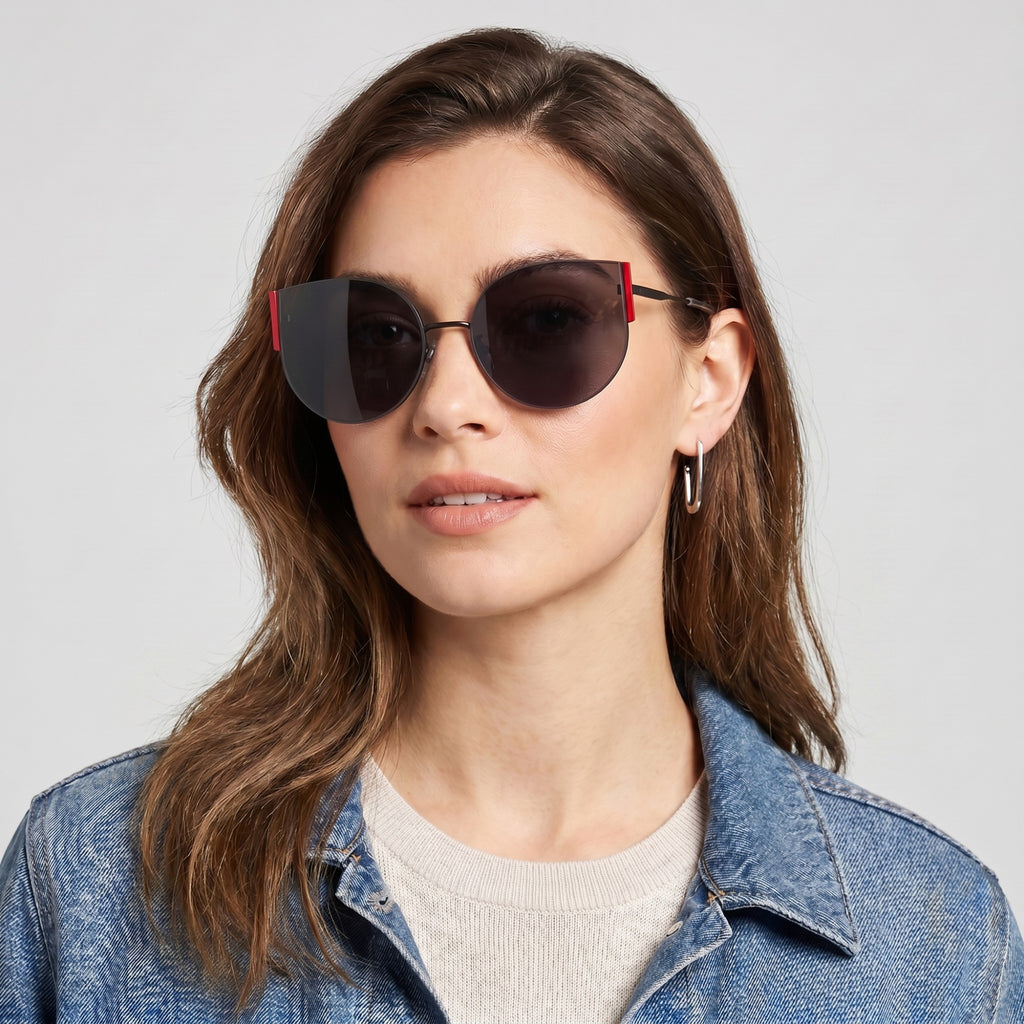Anna-Kaci Women's Round Cat Eye Sunglasses Fashionable Retro Vintage Inspired Frame Stylish Lenses Perfect Accessory