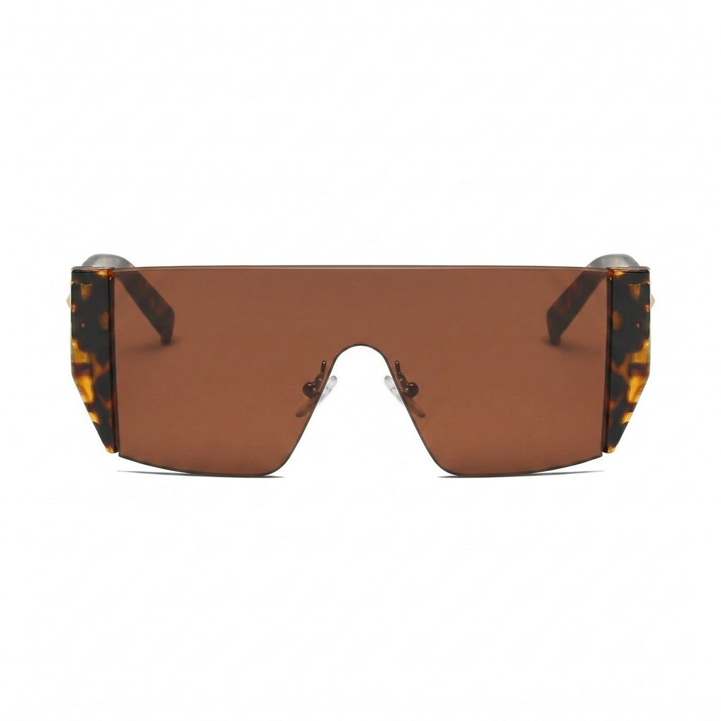 Anna-Kaci Women's Retro Half-Frame Flat Lens Fashion Square Sunglasses with Slim Metal Arms