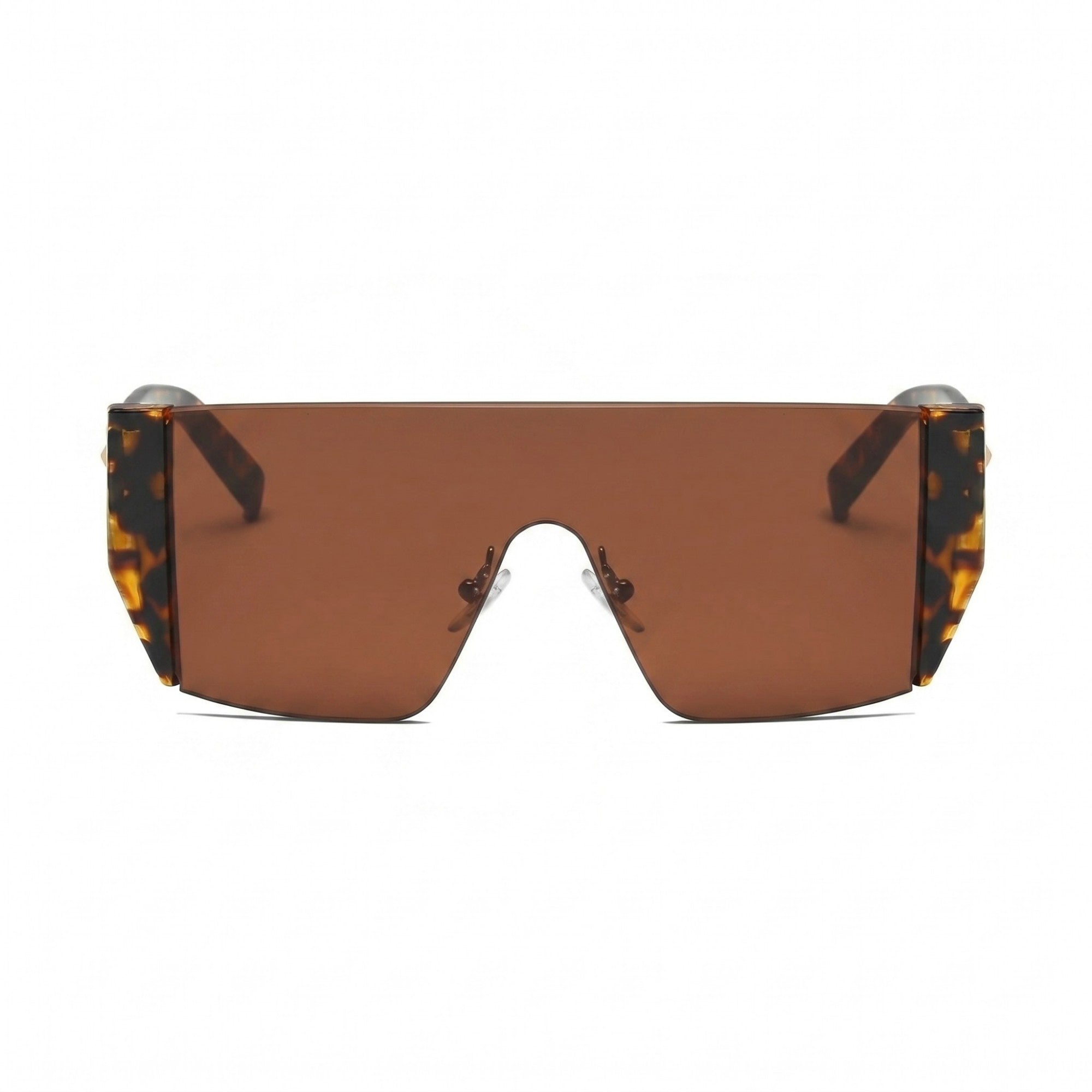 Anna-Kaci Women's Retro Half-Frame Flat Lens Fashion Square Sunglasses with Slim Metal Arms