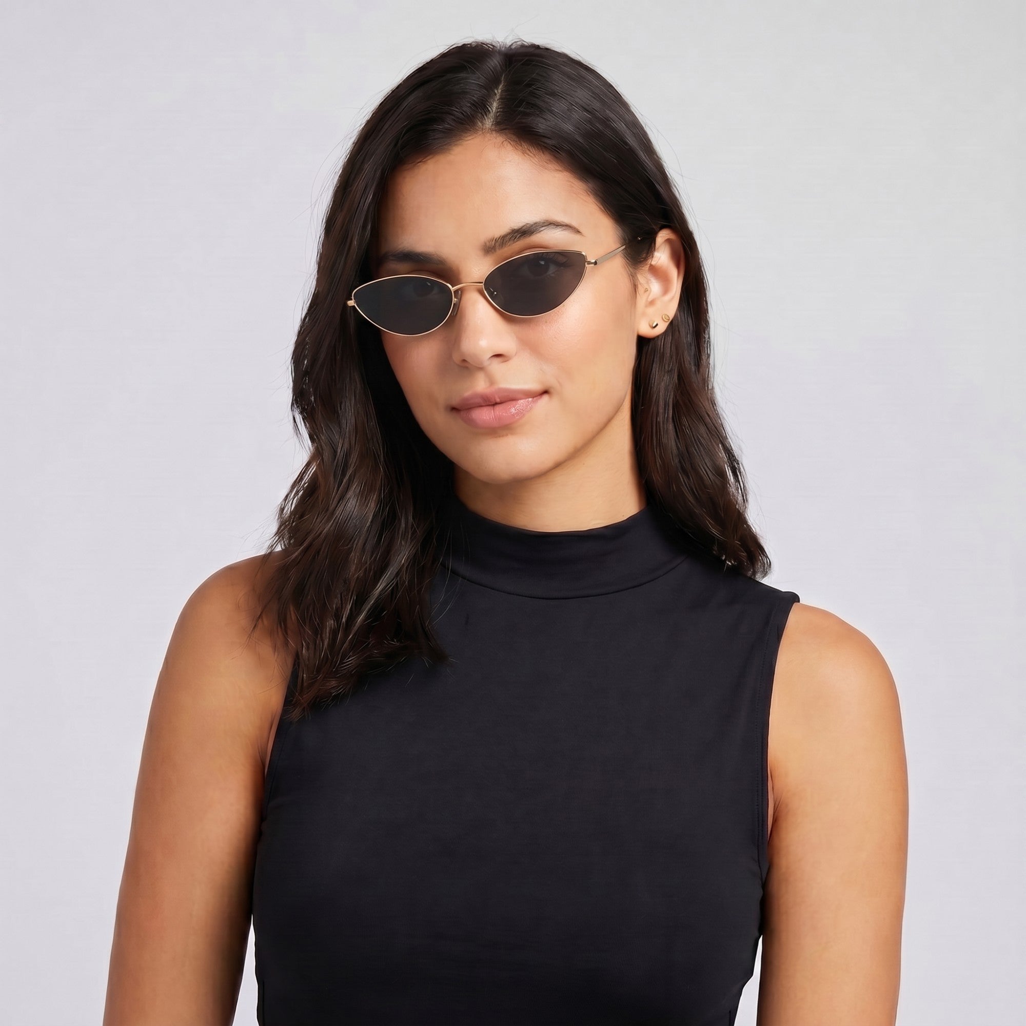 Anna-Kaci Women's Sleek Cat-Eye Sunglasses with Slim Metal Temples and Stylish Lenses