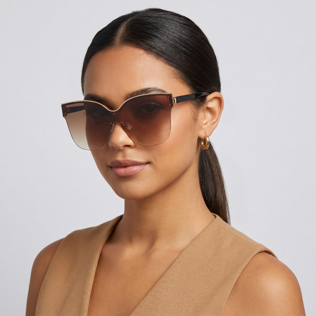 Anna-Kaci Women's Oversized Rimmed Sunglasses Rounded Frame Elegant Stylish Lightweight Comfortable Fit