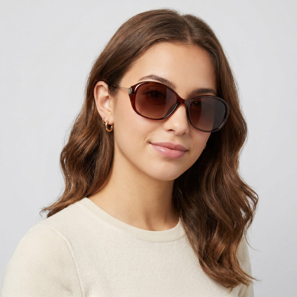 Anna-Kaci Women's Oversized Cat-Eye Frame Sunglasses with Gradient Lenses and Elegant Temple Detail