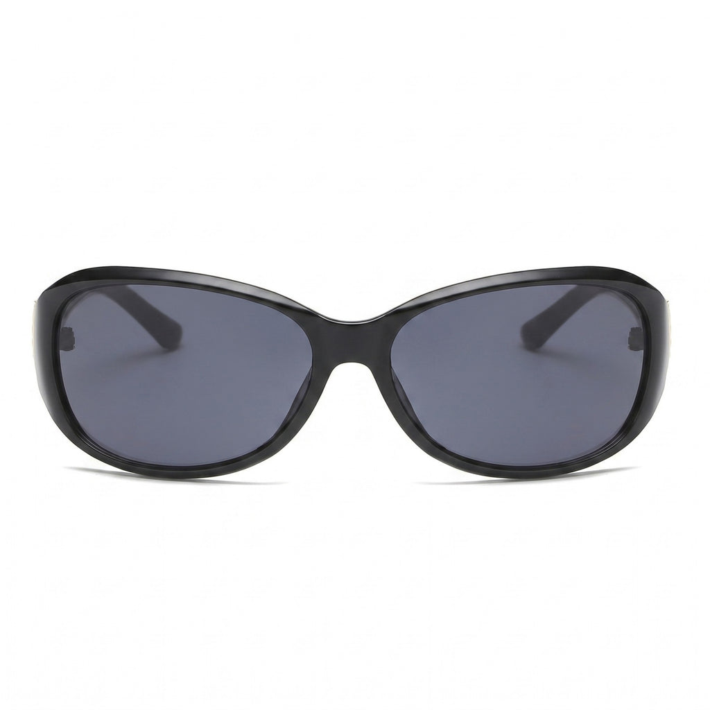 Anna-Kaci Women's Oversized Square Frame Sunglasses with Dark Lenses and Gold Accent Temples