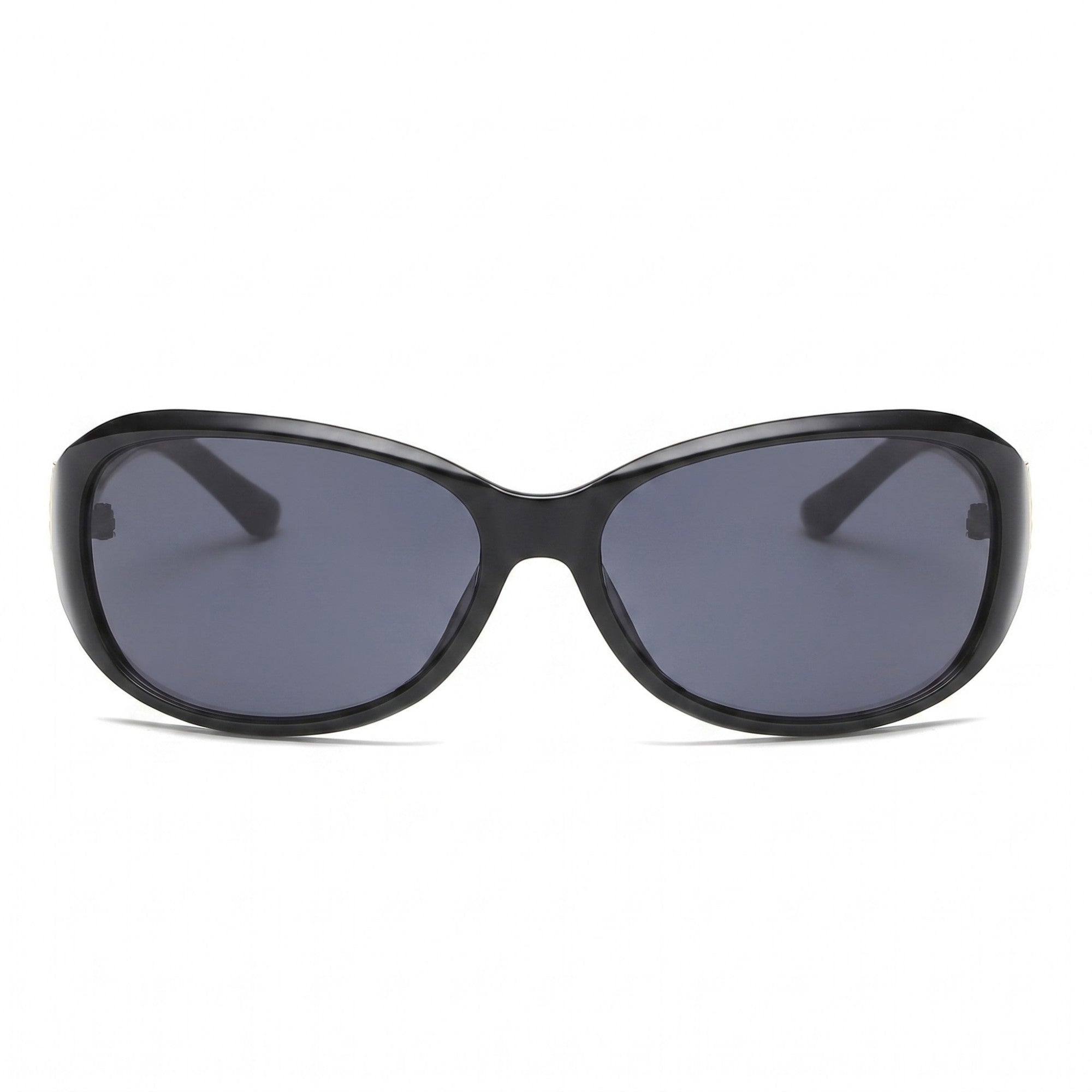 Anna-Kaci Women's Oversized Square Frame Sunglasses with Dark Lenses and Gold Accent Temples