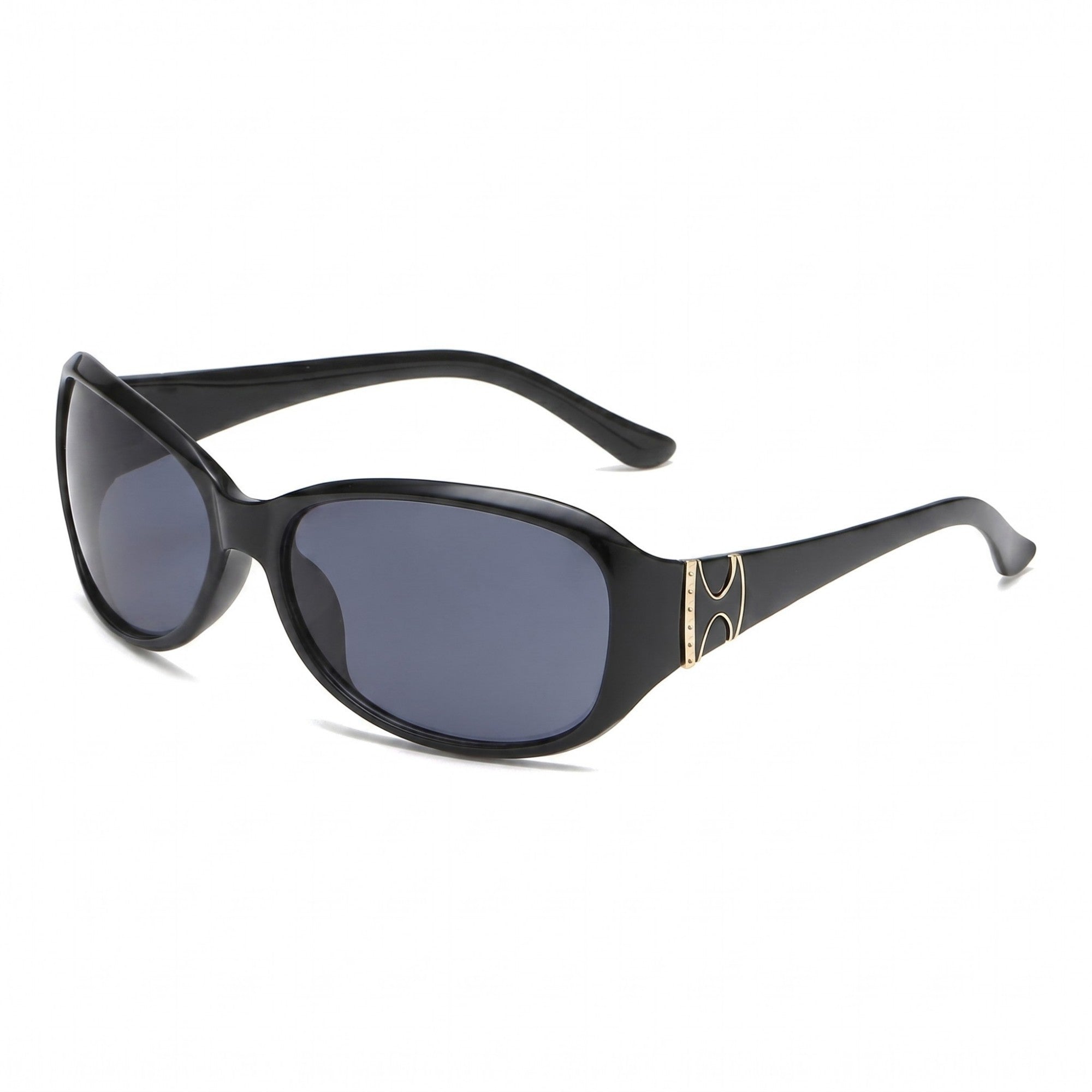 Anna-Kaci Women's Oversized Square Frame Sunglasses with Dark Lenses and Gold Accent Temples