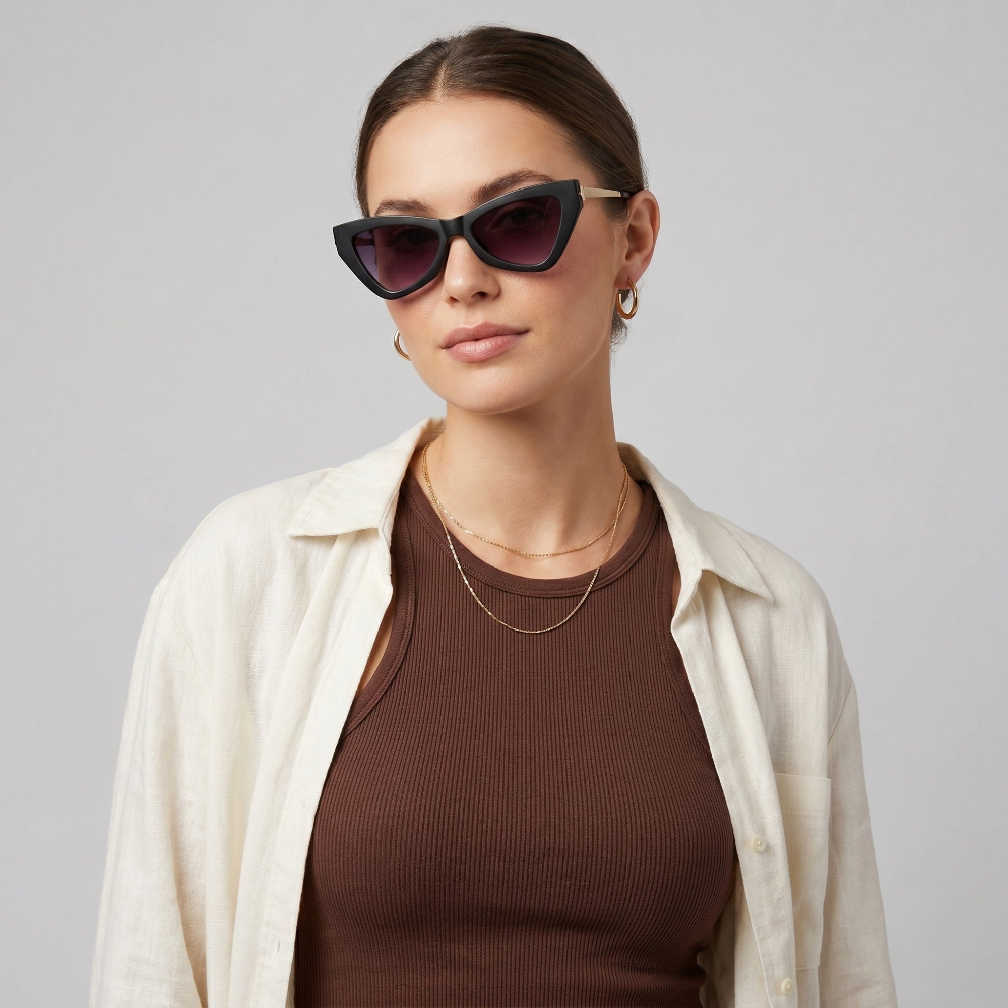 Anna-Kaci Women's Cat-Eye Fashion Sunglasses with Lightweight Metal Arms and Gradient Lenses