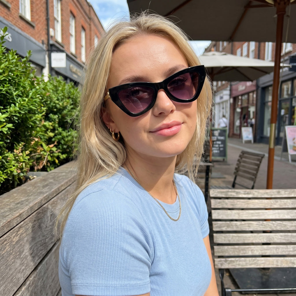 Anna-Kaci Women's Cat-Eye Fashion Sunglasses with Lightweight Metal Arms and Gradient Lenses