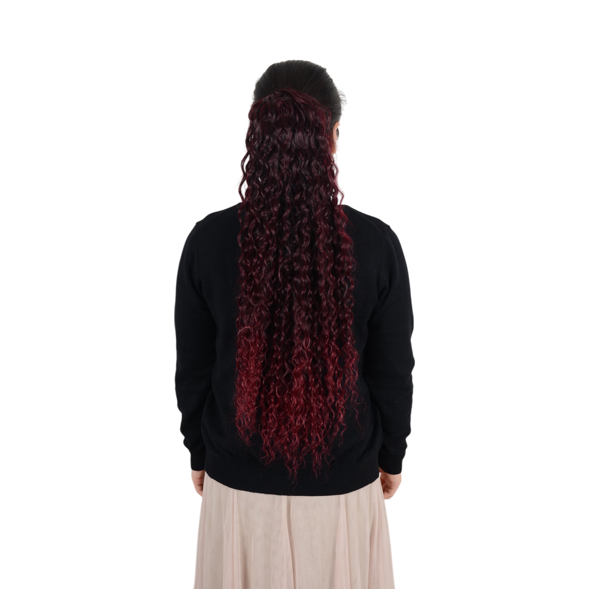 Alilang 22-Inch Long Curly Black Drawstring Ponytail Extension for Women Soft Synthetic Wavy Clip-In Hairpiece