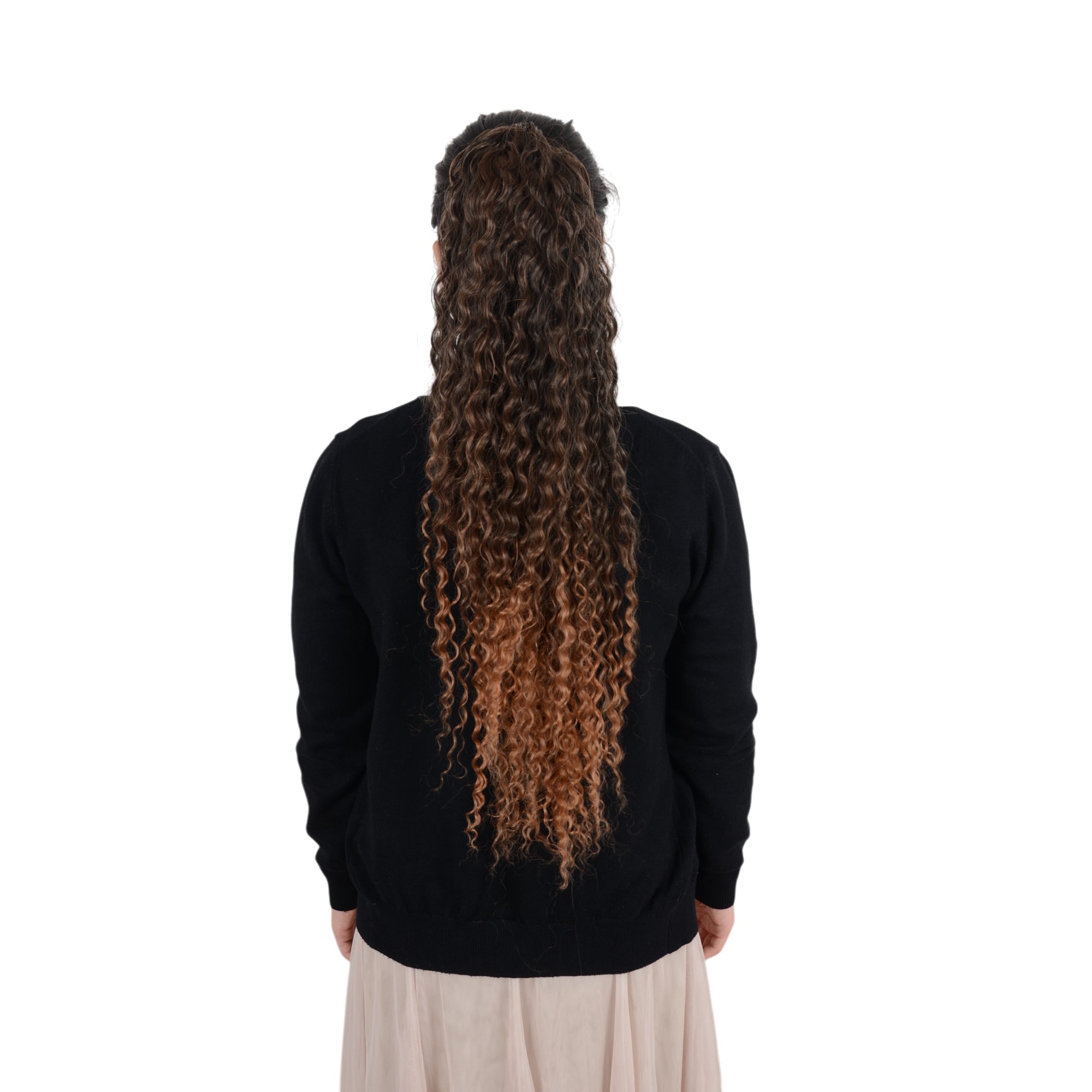 Alilang 22-Inch Long Curly Black Drawstring Ponytail Extension for Women Soft Synthetic Wavy Clip-In Hairpiece