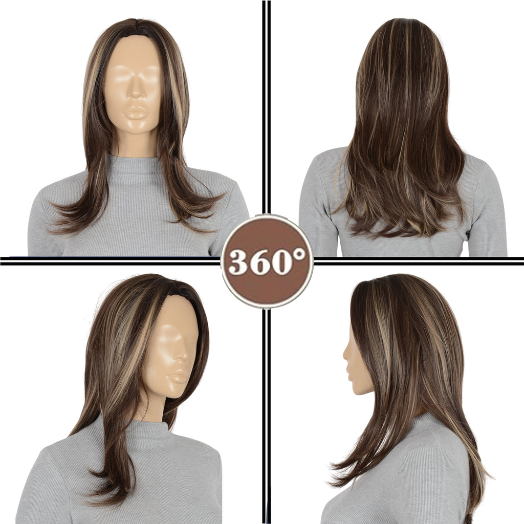 Alilang 11 Inch Layered Curly Wig with Curtain Bangs Synthetic Wavy Wig for Women Hair Wig for Daily