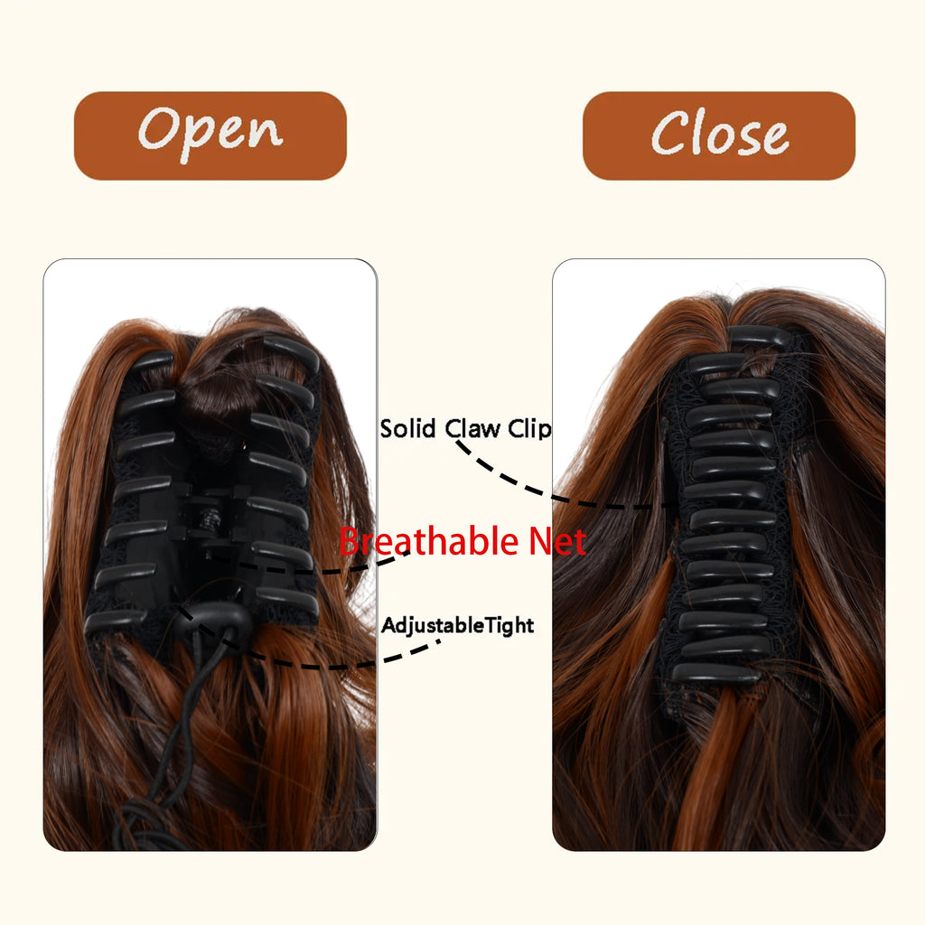 Alilang Claw Clip Curly Ponytail Extension 9 Inch Long Curly Wavy Hairpiece  Synthetic Clip-In Ponytail for Women Daily Wear