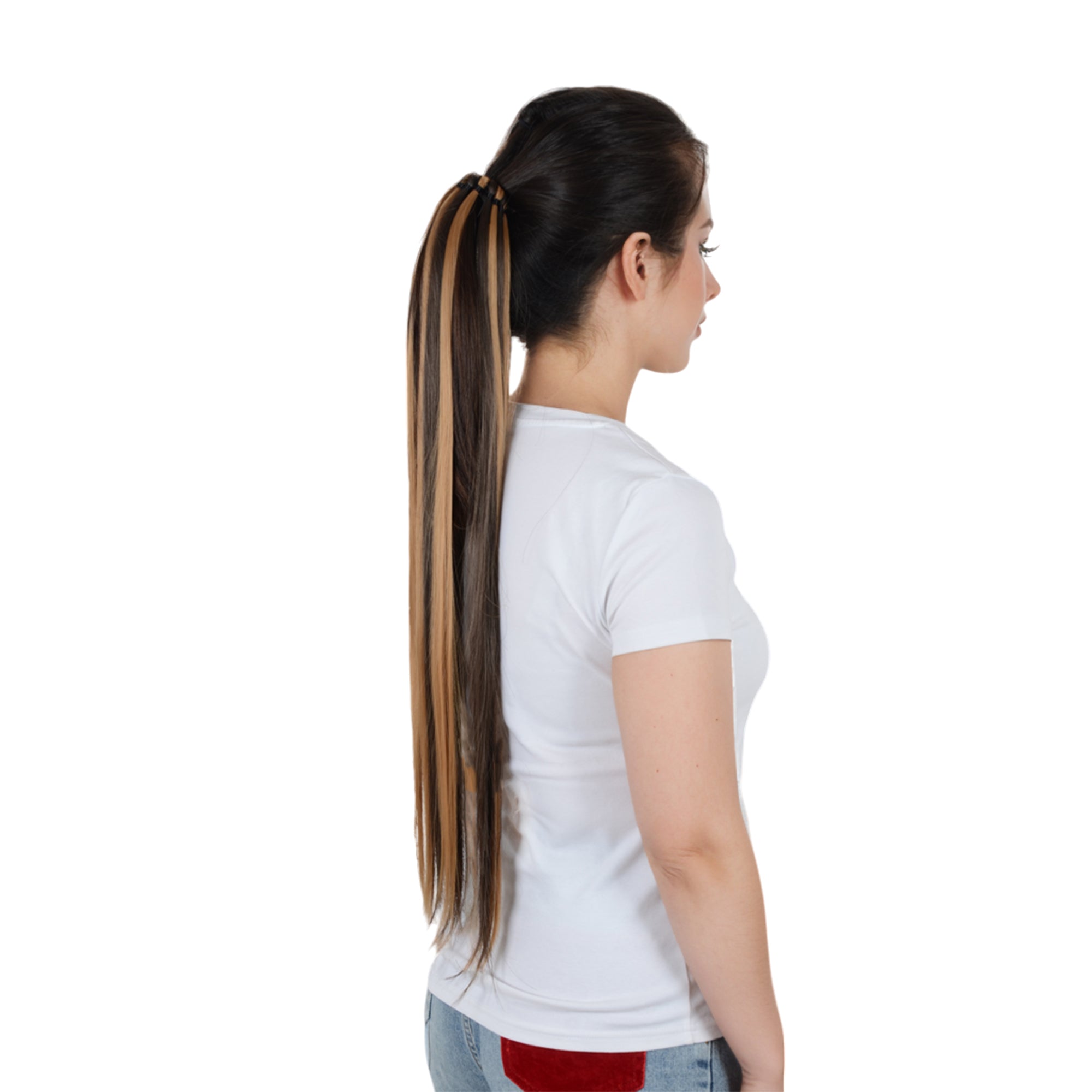 Alilang 24 Inch Long Straight Ponytail Extension Elastic Ring Long Straight Hair For Daily and Special Occasions