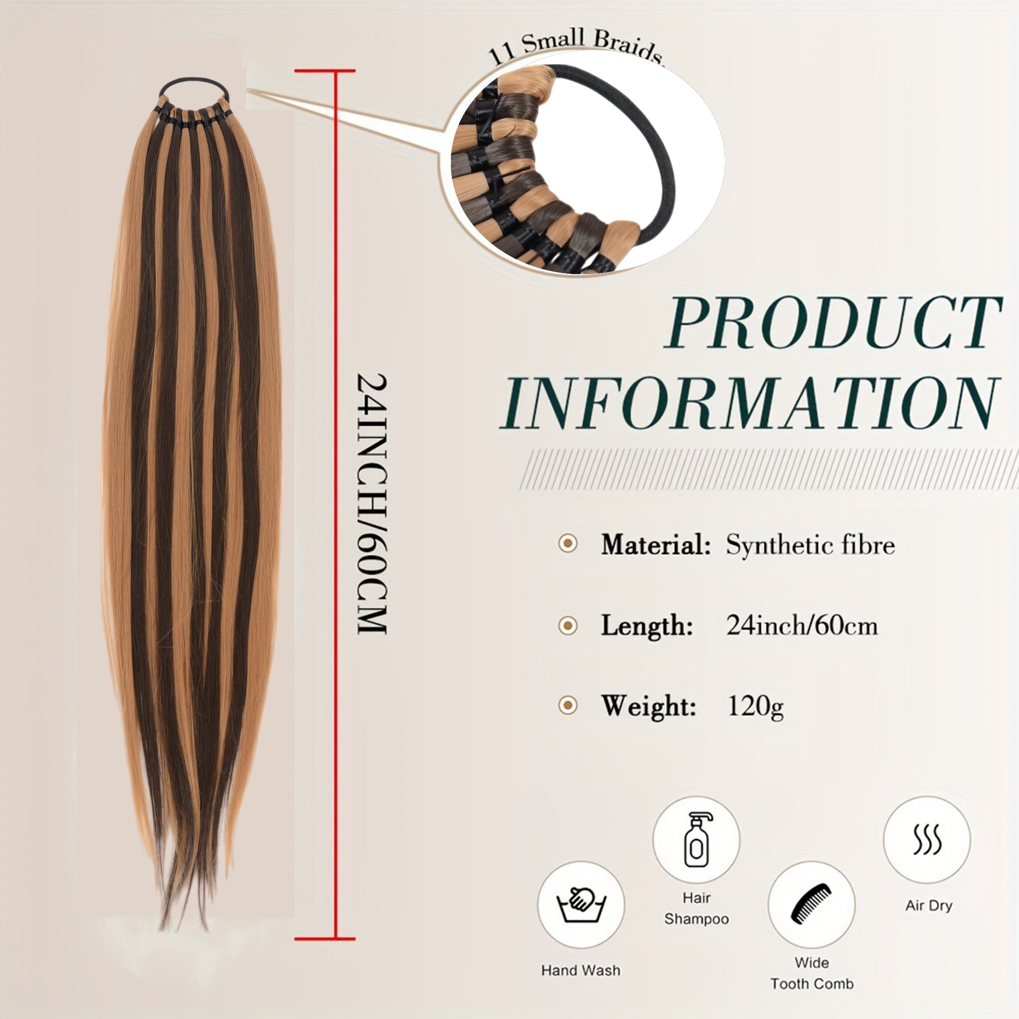 Alilang 24 Inch Long Straight Ponytail Extension Elastic Ring Long Straight Hair For Daily and Special Occasions