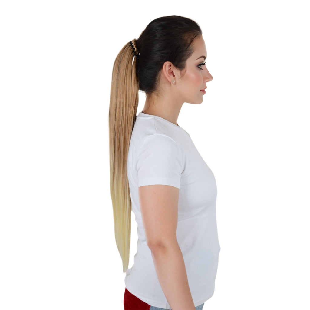 Alilang 24 Inch Long Straight Ponytail Extension Elastic Ring Long Straight Hair For Daily and Special Occasions