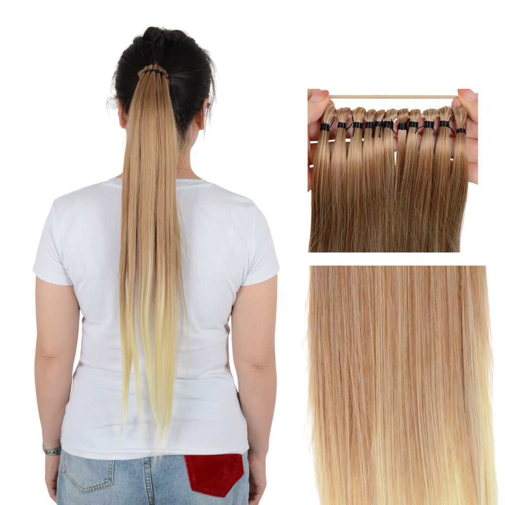 Alilang 24 Inch Long Straight Ponytail Extension Elastic Ring Long Straight Hair For Daily and Special Occasions