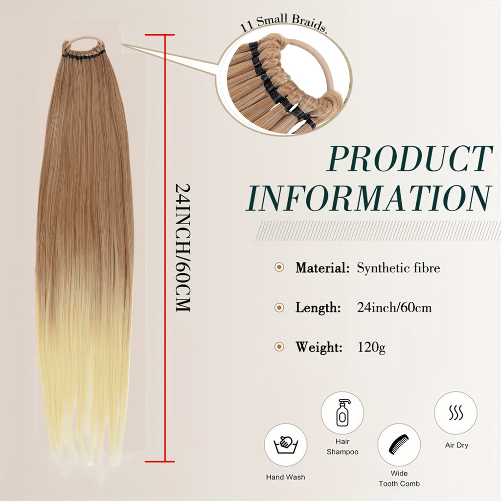 Alilang 24 Inch Long Straight Ponytail Extension Elastic Ring Long Straight Hair For Daily and Special Occasions