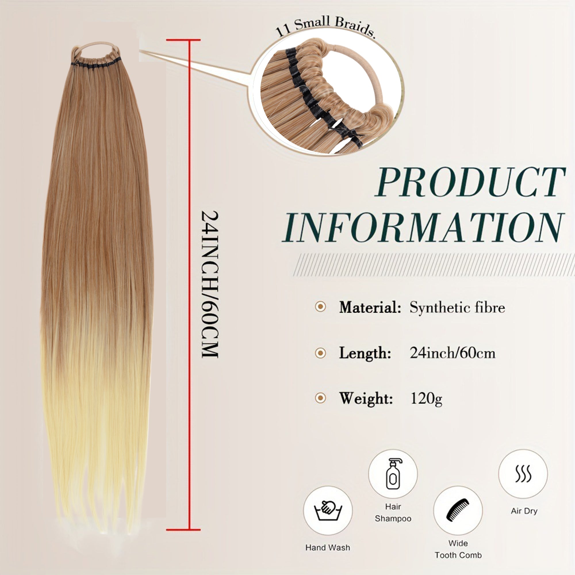 Alilang 24 Inch Long Straight Ponytail Extension Elastic Ring Long Straight Hair For Daily and Special Occasions