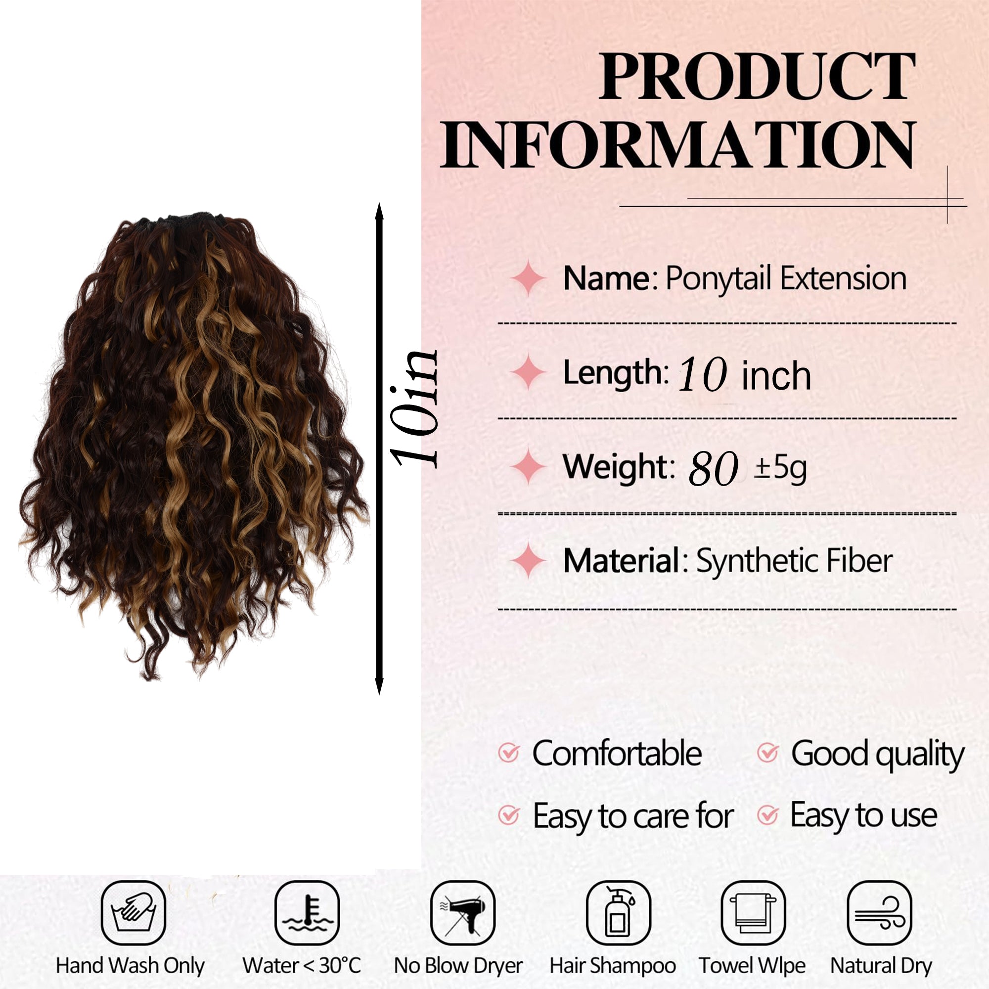 Alilang 10 Inch Short Curly Drawstring Ponytail Extension for Women Synthetic Clip-In Ponytail Hairpiece for Daily Use