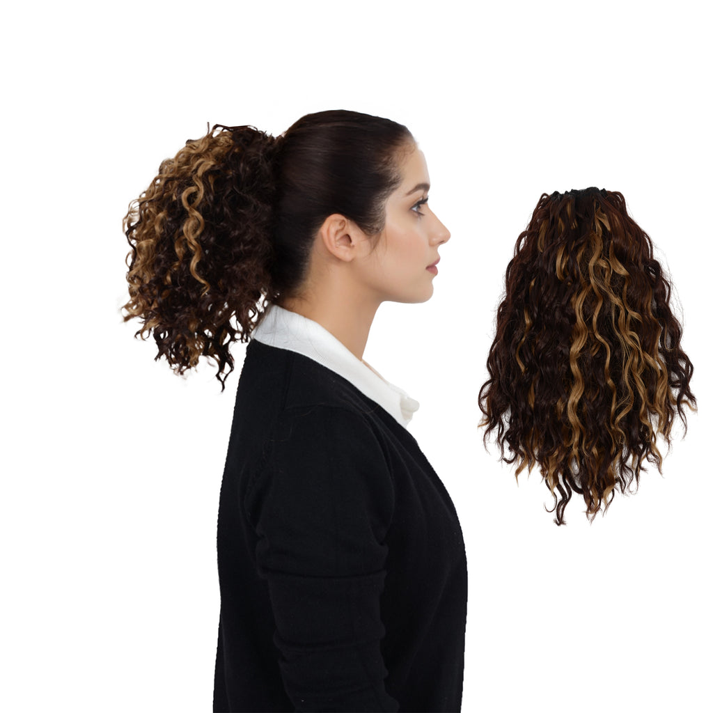 Alilang 10 Inch Short Curly Drawstring Ponytail Extension for Women Synthetic Clip-In Ponytail Hairpiece for Daily Use