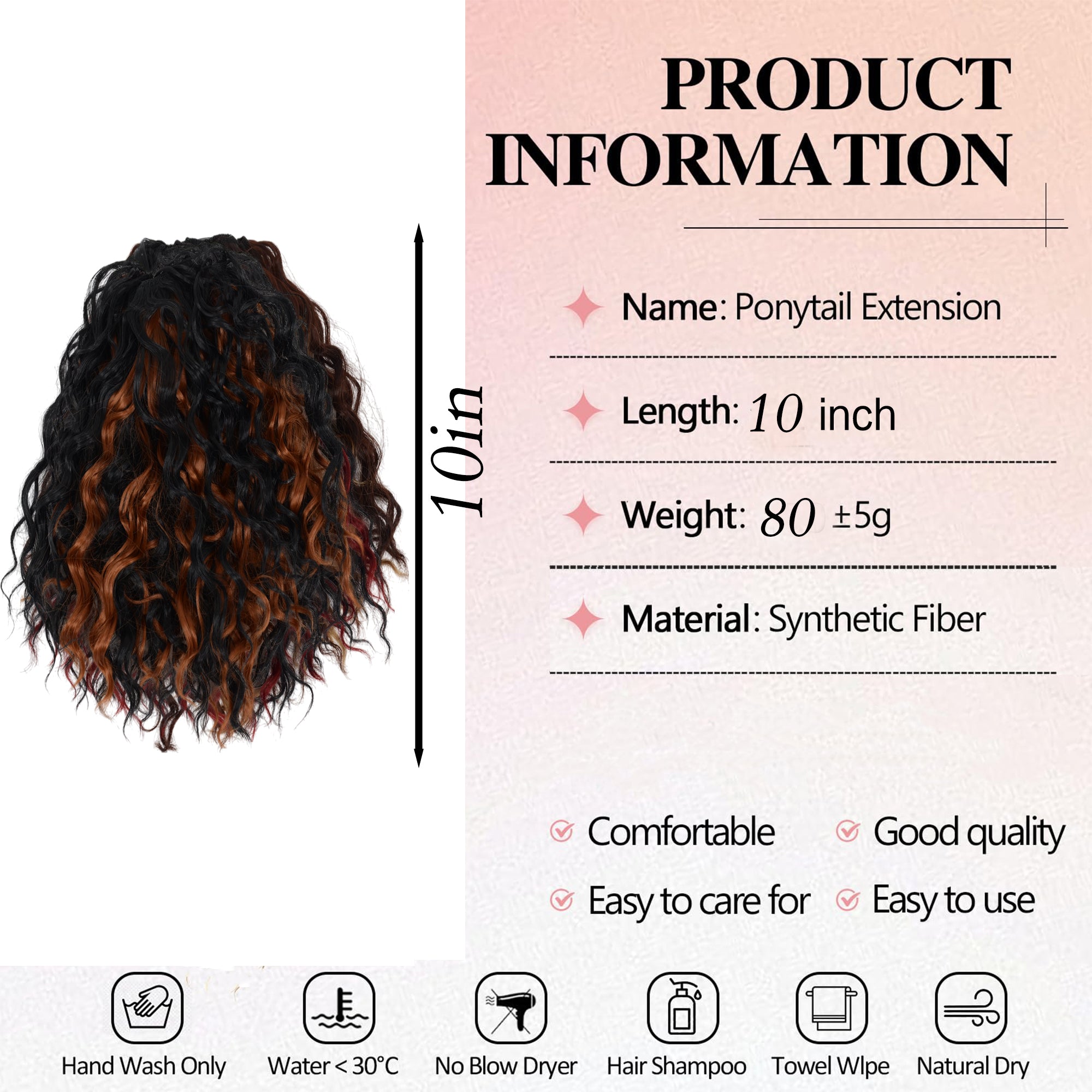 Alilang 10 Inch Short Curly Drawstring Ponytail Extension for Women Synthetic Clip-In Ponytail Hairpiece for Daily Use