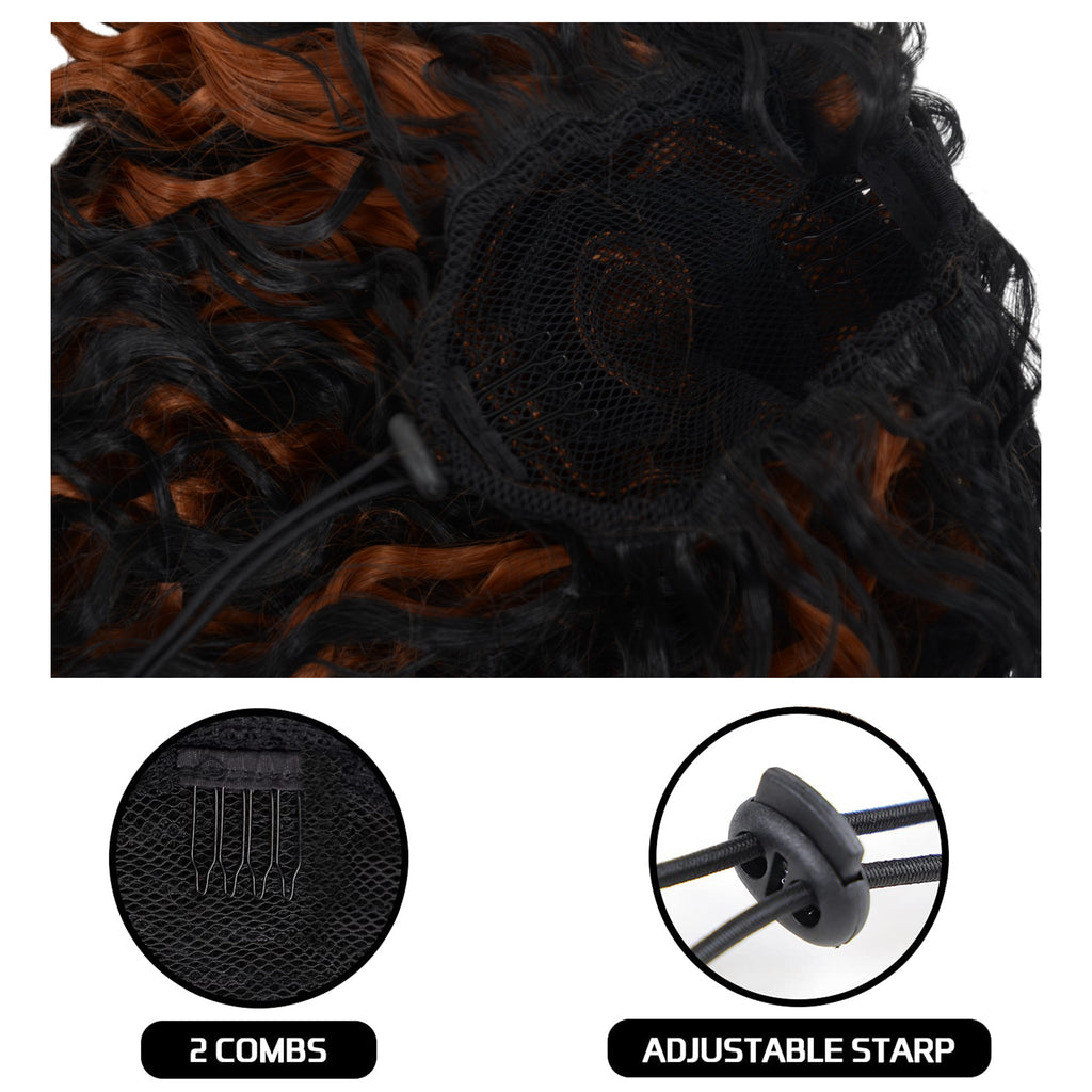 Alilang 10 Inch Short Curly Drawstring Ponytail Extension for Women Synthetic Clip-In Ponytail Hairpiece for Daily Use
