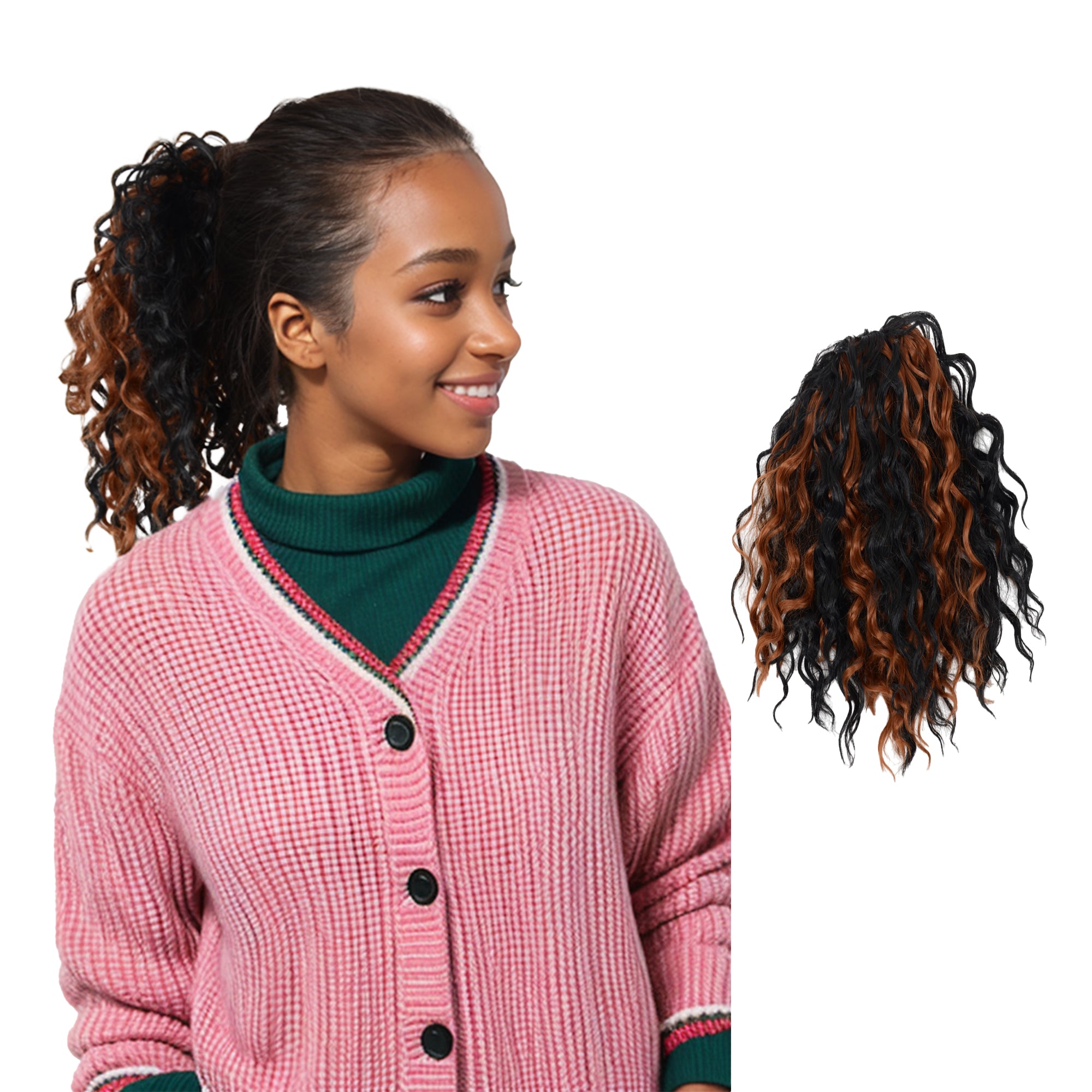 Alilang 10 Inch Short Curly Drawstring Ponytail Extension for Women Synthetic Clip-In Ponytail Hairpiece for Daily Use