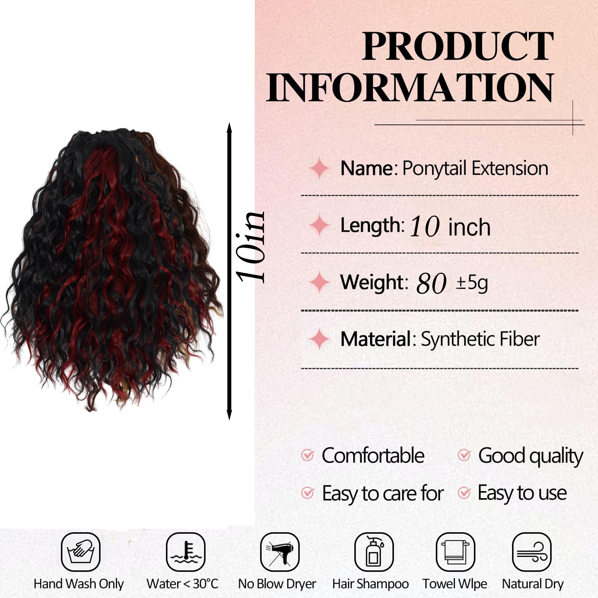 Alilang 10 Inch Short Curly Drawstring Ponytail Extension for Women Synthetic Clip-In Ponytail Hairpiece for Daily Use