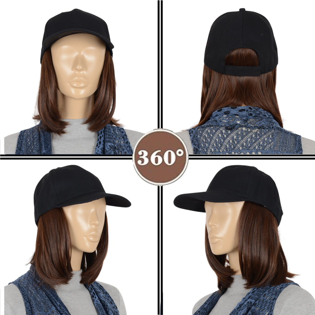Alilang Adjustable Short Hair Wig Baseball Cap for Women with Natural Looking 10 Inch Bob Hairpiece for Outdoor and Daily Wear