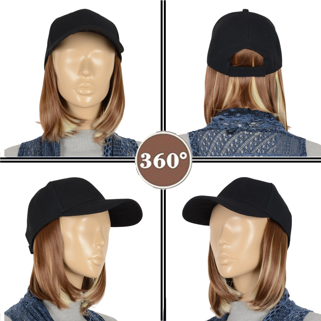 Alilang Adjustable Short Hair Wig Baseball Cap for Women with Natural Looking 10 Inch Bob Hairpiece for Outdoor and Daily Wear