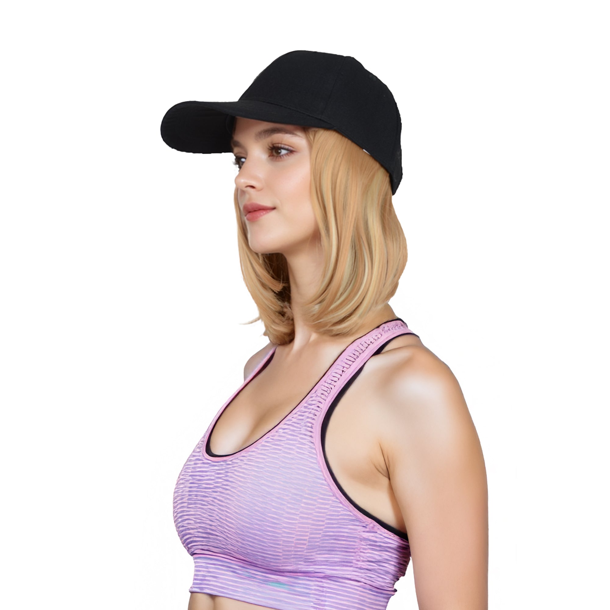 Alilang Adjustable Short Hair Wig Baseball Cap for Women with Natural Looking 10 Inch Bob Hairpiece for Outdoor and Daily Wear