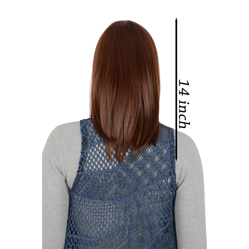 Alilang Medium Length Straight Bob Wigs 14 inch Synthetic with Bangs Daily Party Cosplay Hair Wig for Wome