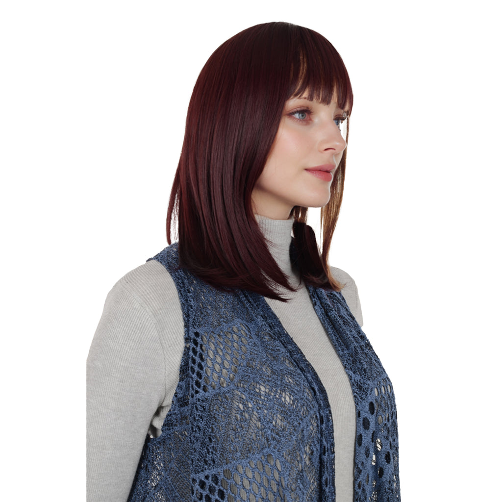 Alilang Medium Length Straight Bob Wigs 14 inch Synthetic with Bangs Daily Party Cosplay Hair Wig for Wome