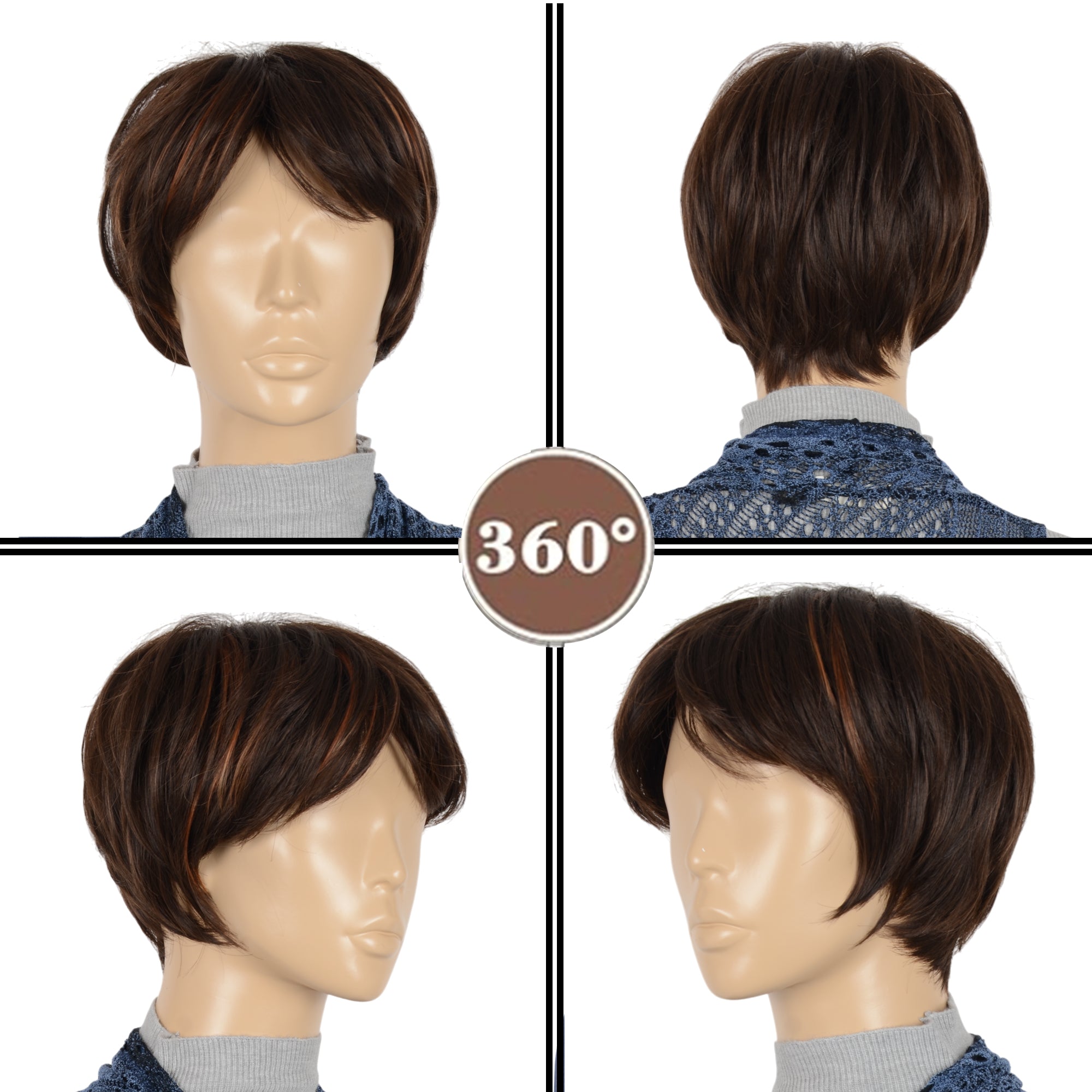 Alilang 11 Inch Short Layered Pixie Cut Wigs for Women Synthetic Layered Highlight Wigs with Bangs for Styling